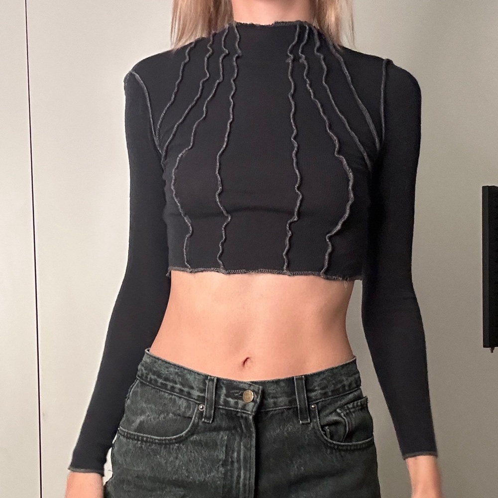 Urban outfitters stitched long sleeve crop top super flattering!!!!
